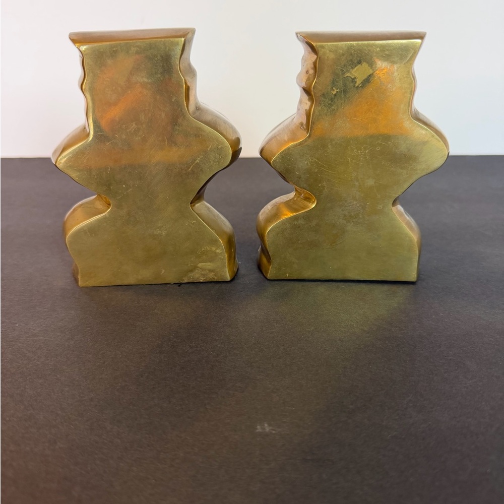 Vintage Cast Brass Clown Bookends Mid Century Modern Figurative MCM Decor - Picture 6 of 12